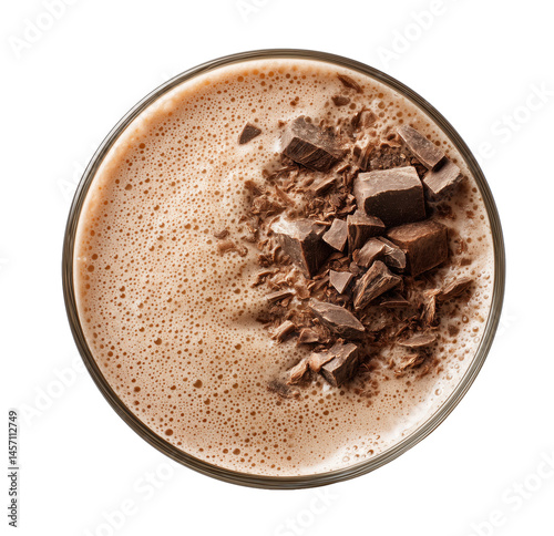 Creamy chocolate milkshake with chunk toppings