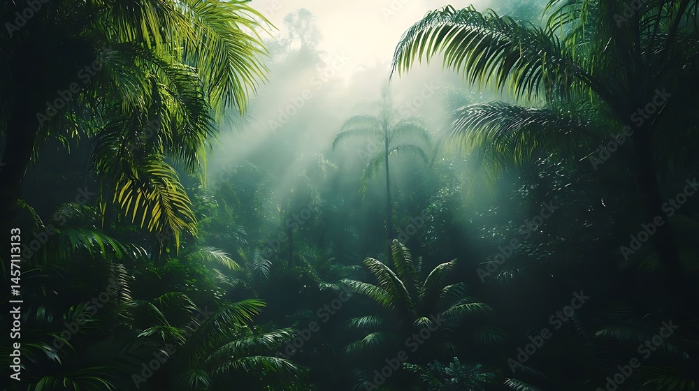 Tropical Jungle Mist Sunlight. Tropical Jungle Mist Sunlight.