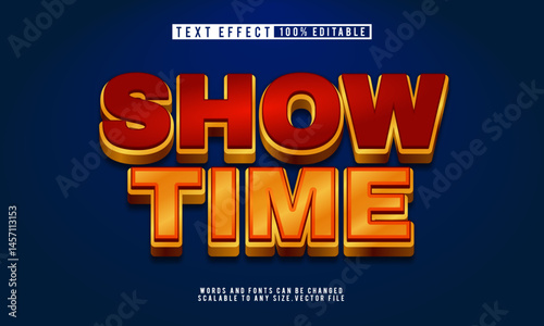 Show time 3D editable text effect with bold, fun style perfect for event designs.