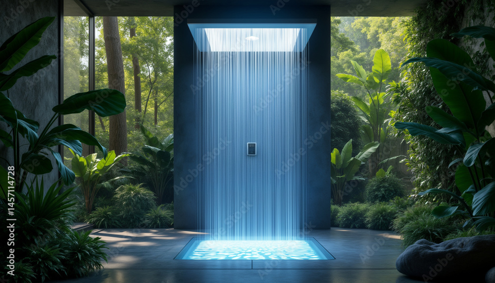 Naklejka premium Modern Shower Design with Natural Surroundings