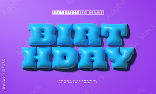 Editable birthday text effect with a playful balloon style, perfect for parties