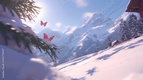 fluttering through a dreamlike alpine valley