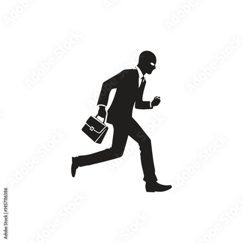 vector silhouette illustration of thief running with stolen bag