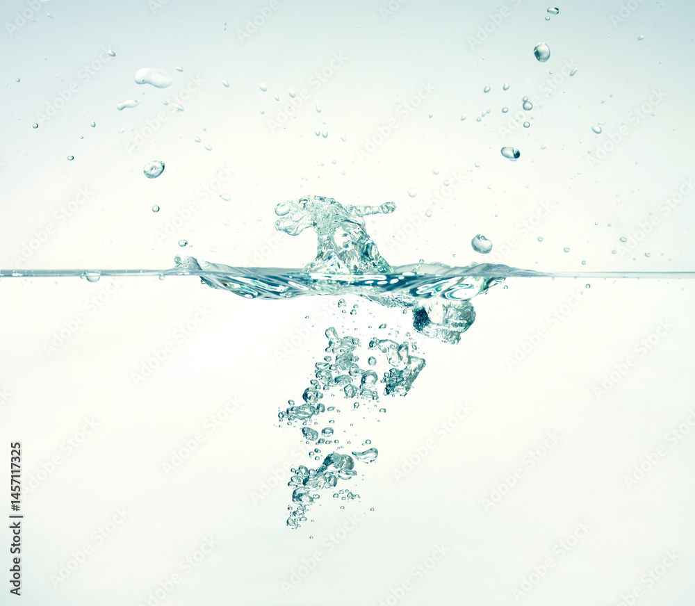 water splash, bubbles under water, studio shot