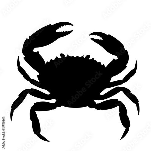 Black silhouette of a crab on a white background. Vector illustration.