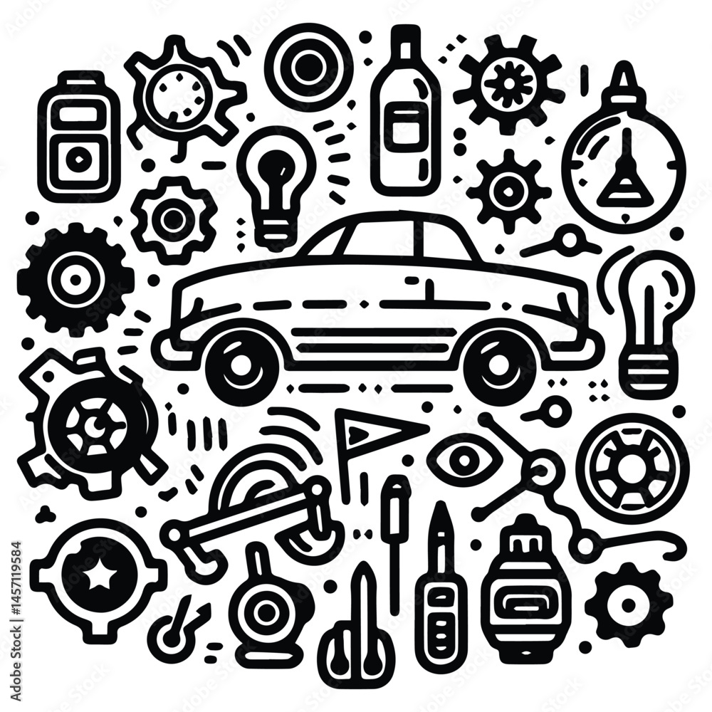 Obraz premium simple automotive element doodle clip art