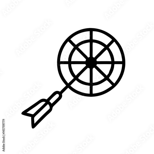 Professional dartboard with an arrow targeting the center, icon, vector  