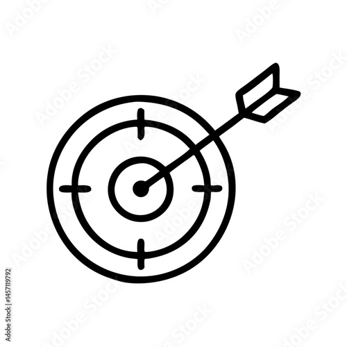 Dartboard with Arrow Hit Illustrating Target Achievement, icon, vector  