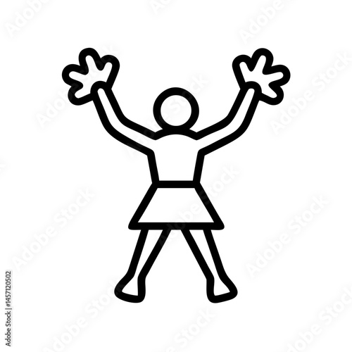 Cheerleader celebrating with pom-poms, icon, vector