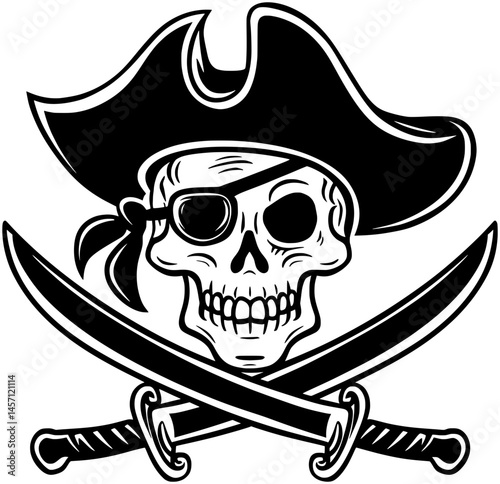 Pirate Skull Eye Patch Cutlass