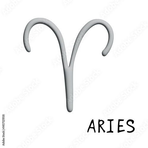 3d aries zodiac sign Esoteric symbol Astrology clipart Element for design