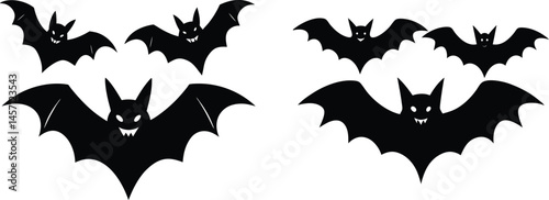 set of helloween bats vector silhouette
