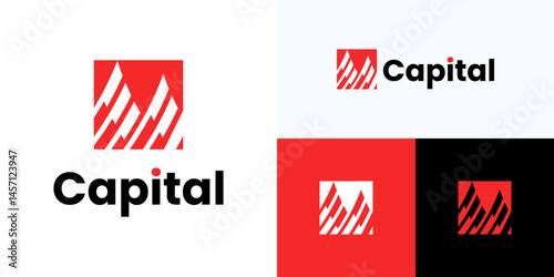 Abstract curve square peak logo icon design vector illustration template editable, Modern capital sign for investor or resolution space payment, sustainability Industry accounting and financial