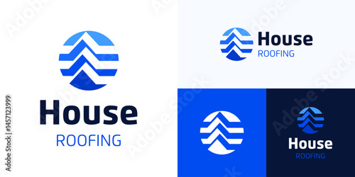Circle abstract roofing home, logo icon design vector illustration editable, Symbol House roof sign for real estate, building services construction, builder architecture and identity business company