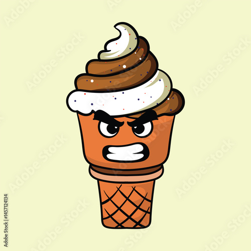 yammy angry ice cream character  illustration design