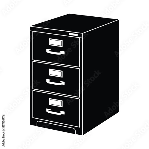 Filing Cabinet for Office Document Storage and Organization with Multiple Drawers in Black and White Style