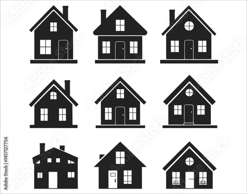 Black Silhouette Home Icon Collection