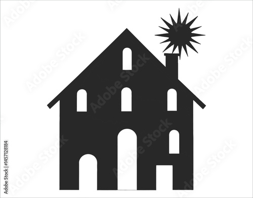 Clean Residential House Silhouette Vector