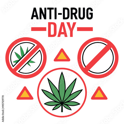 


   Anti Drug day vector illustration.
