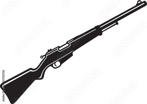 hand drawn gun silhouette, m14 gun, gun rifle vector silhouette isolated on white background