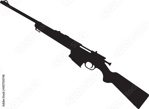 hand drawn gun silhouette, m14 gun, gun rifle vector silhouette isolated on white background