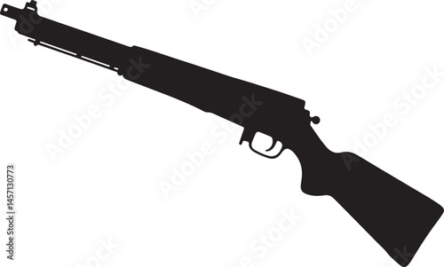 hand drawn gun silhouette, m14 gun, gun rifle vector silhouette isolated on white background