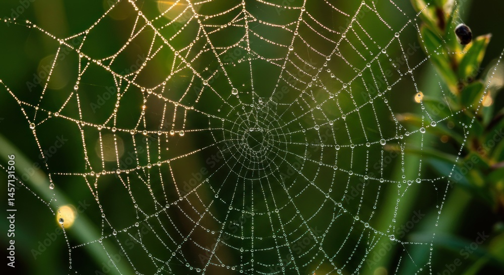 Fototapeta premium Dew drops on spider web