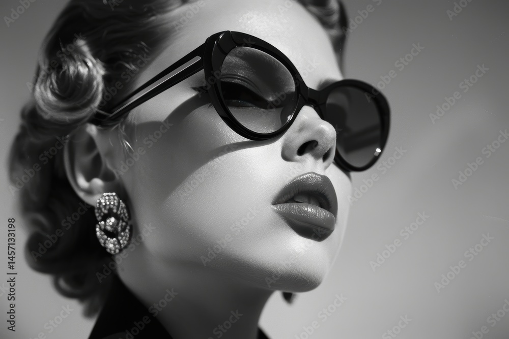 Elegant 1950s-Inspired Black and White Fashion Portrait with a Modern Twist