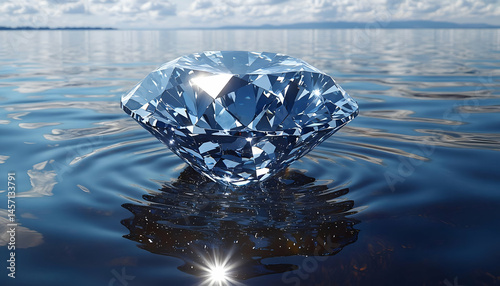 Large Clear Diamond on Calm Water Surface