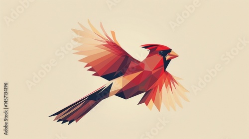 Obraz na płótnie Modern Geometric Cardinal Illustration in Flight for Minimalist Design Projects w salonie
