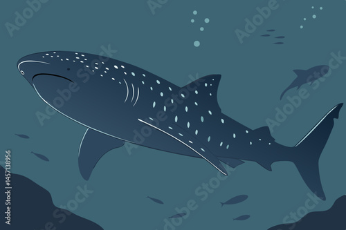 Gentle Giant Whale Shark Underwater Illustration