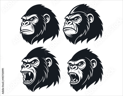 Gorilla Face Profile Silhouette