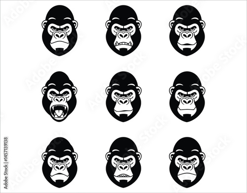 Gorilla Head Black Silhouette