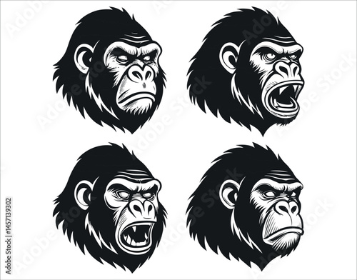 Gorilla Head Silhouette for Logo