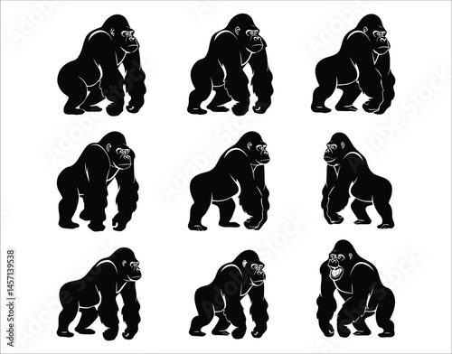 Gorilla in Motion Silhouette