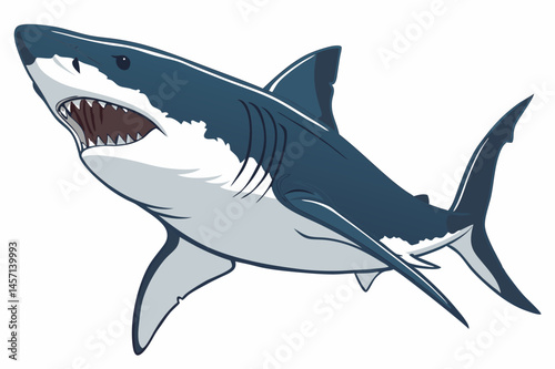 Powerful Great White Shark Illustration Vector Graphic