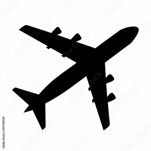 plane silhouette on a white background, vector illustration, airplane icon vector illustration, plane vector icon in modern flat style isolated on white back ground.