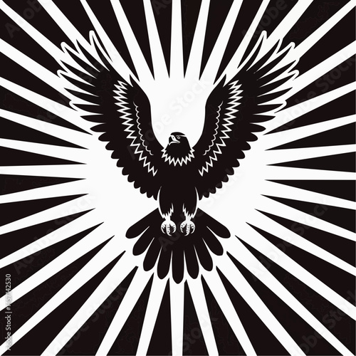 Eagle soaring with radiant sun rays

