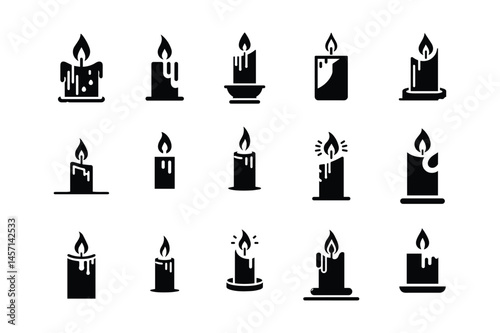 Candle Icon Set Vector Illustration on white background 