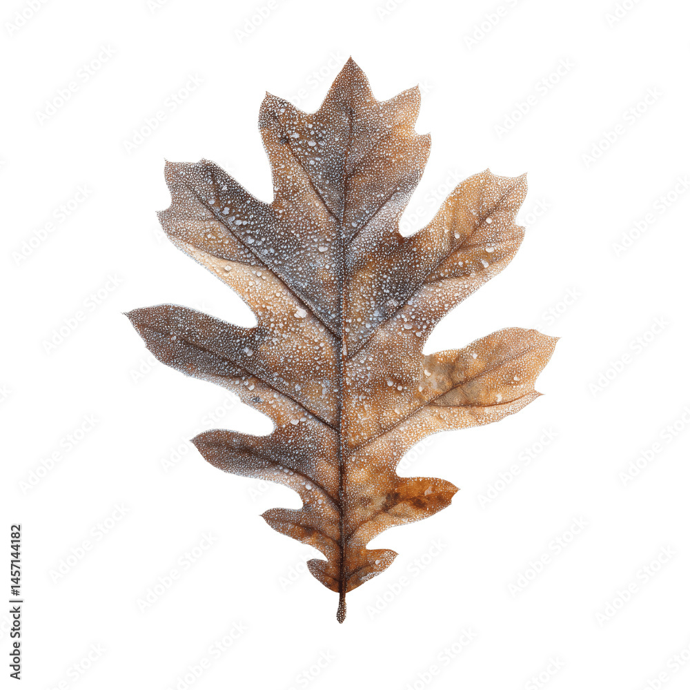 Naklejka premium Frosted Oak Leaf in Autumn - Close-up Macro Photography