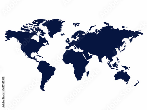 Simple Dark Blue World Map Illustration for Global Concepts