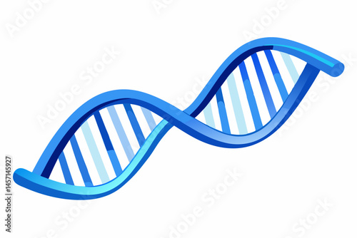 Abstract 3D Rendering of a Blue DNA Double Helix