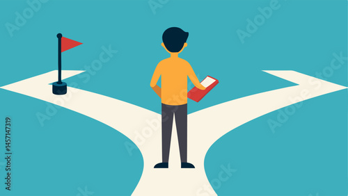 Choice Dilemma A young person at a crossroads one path leading to a crowd engaging in risky behavior while the other path shows a solitary figure reading a book illustrating the