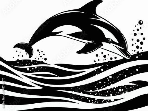 Dolphin jumping out of water illustration

