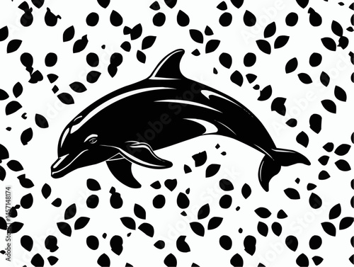 Dolphin jumping out of water illustration

