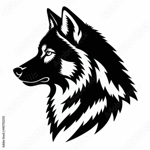 Wolf head in circle illustration

