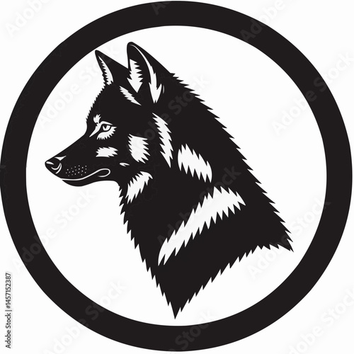 Wolf head in circle illustration

