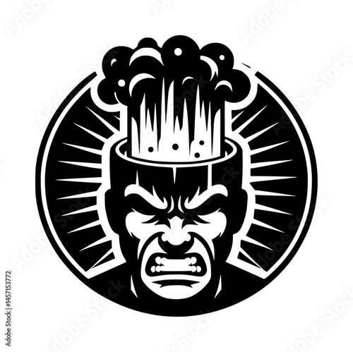 Angry Man with Boiling Head Logo Icon