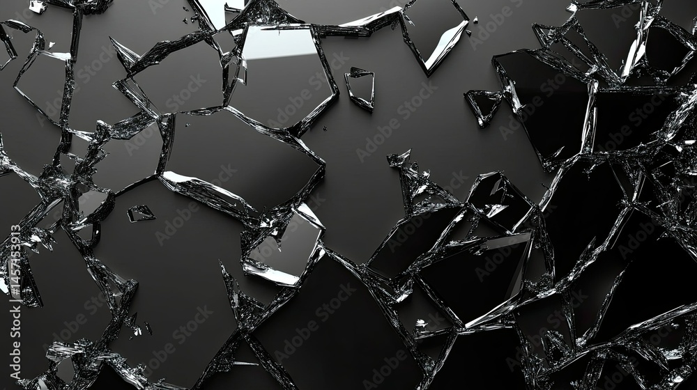 Realistic Modern Illustration of Shattered Mirror Pieces - Realistic Modern Illustration of Shattered Mirror Pieces -