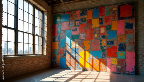 Vibrant Colorful Wall Art in Industrial Space